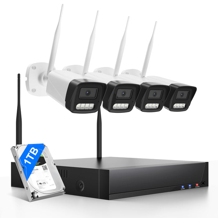 Wireless Security Camera System, 6CH with 4 2MP Cameras, 1TB HDD