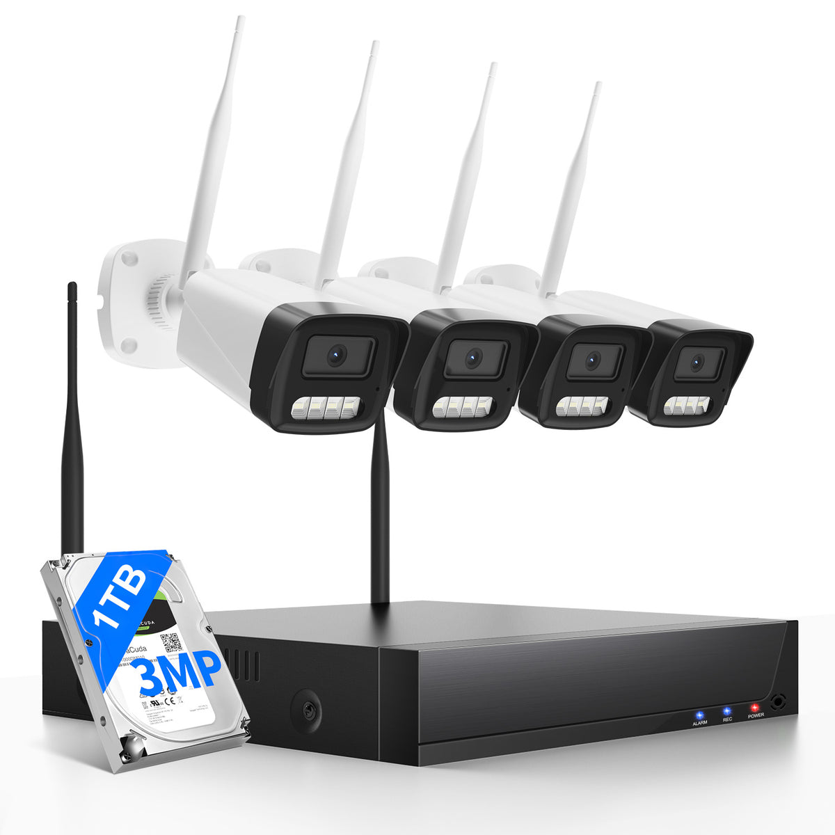 Wireless Security Camera System, 6CH with 4 3MP Cameras, 1TB HDD (Copy ...