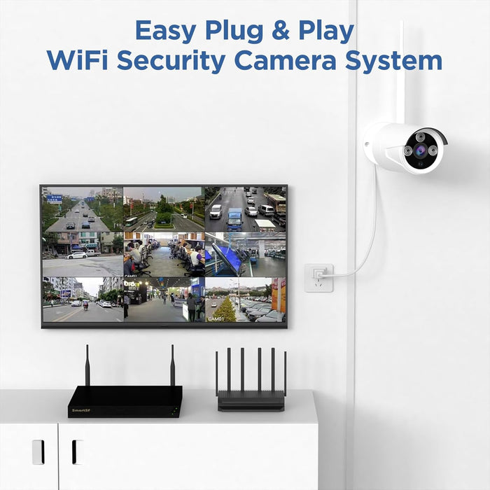 Wireless Security Camera System, 8CH with 4 5MP Cameras, 3TB HDD, Night Vision, Motion Detection, Indoor/Outdoor Video Surveillance, Free App (5MP-3TB Hard Drive)